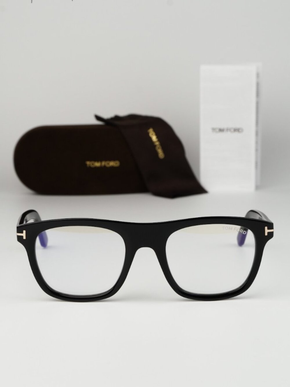 Tom Ford Men Eyeglasses Black Blue Block Square FT5939-B 001 NEW AUTHENTIC